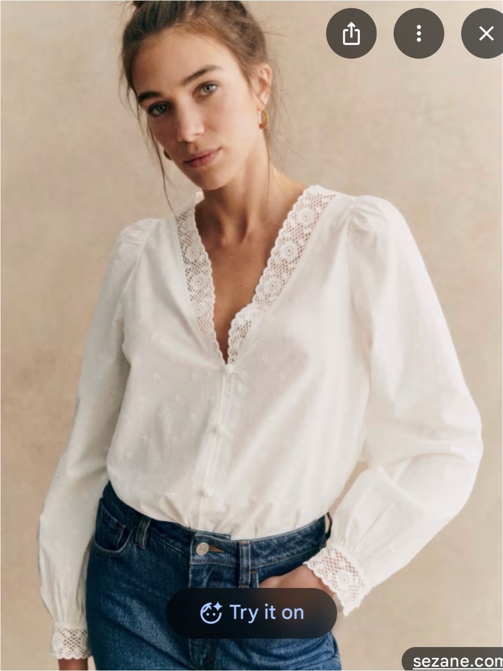 Sézane Charleene Shirt in Ecru